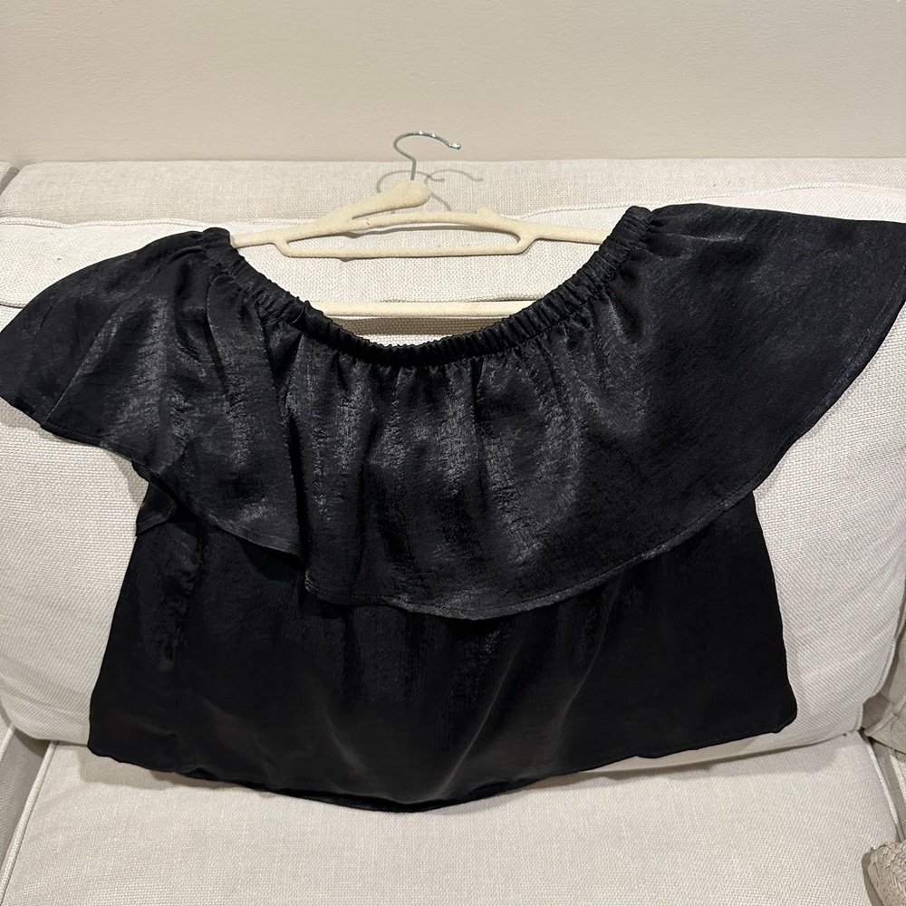 Urban outfitters black off the shoulder silk blouse